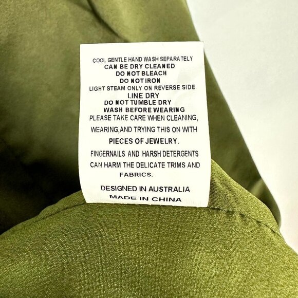 ELLIATT Camo Asymmetric Satin Cocktail Dress in Khaki Size X-Small - Picture 9 of 16